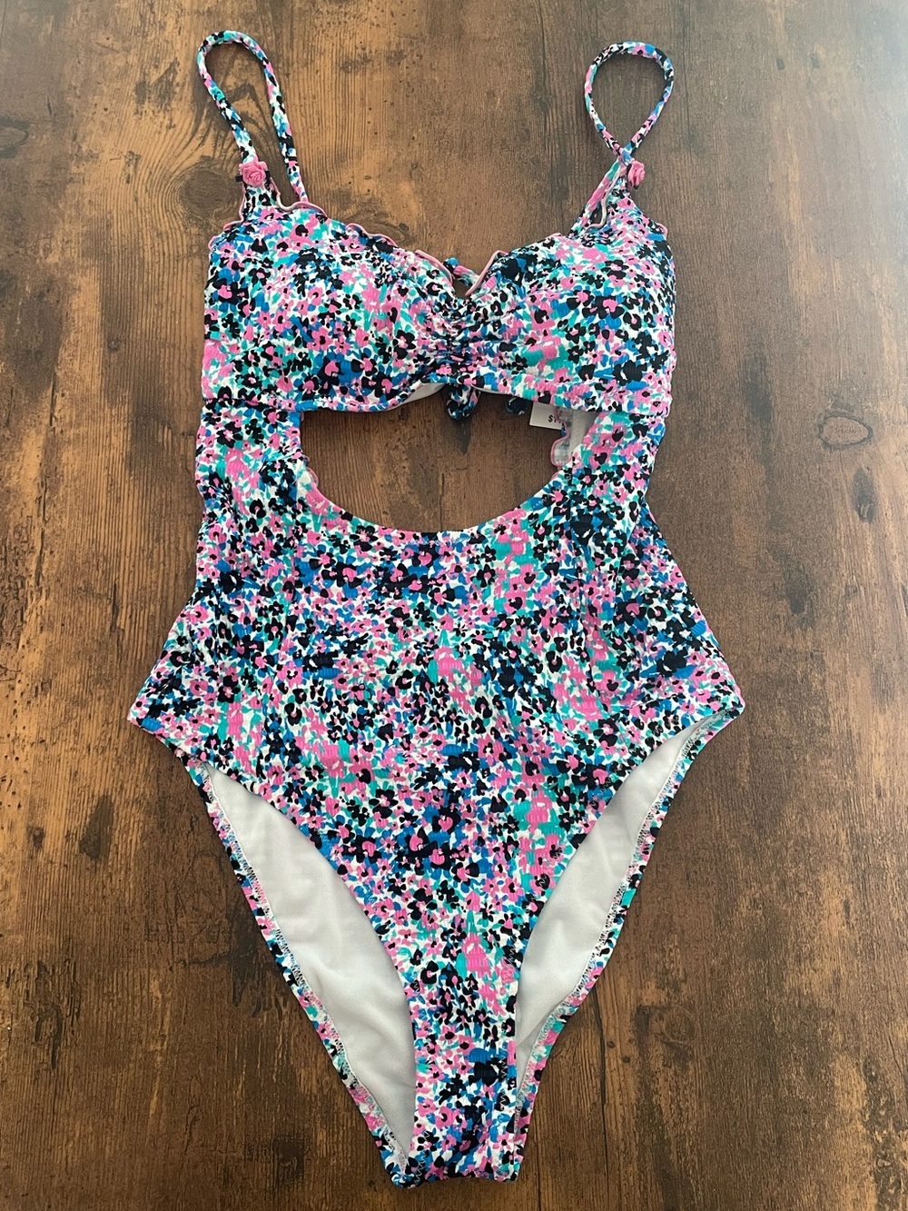 Jessica Simpson | Small Blessings Lettuce Edge One-Piece Swimsuit | Floral | NWT - Picture 3 of 14